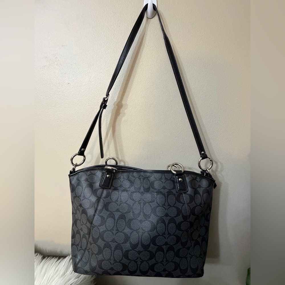 Coach F18917 Peyton Signature Tote Black Grey Logo Handbag Bag - Picture 2 of 10